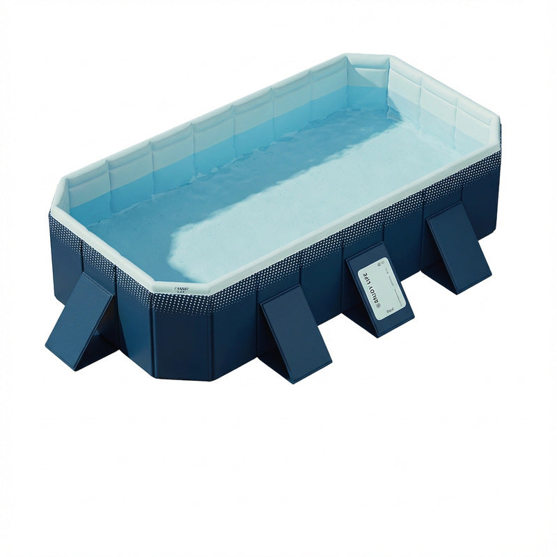Large Foldable Rectangular Family Swimming Pool, Non-Inflatable Above Ground Pool