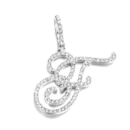 Iced Out Initial Letter Pendant Cuban Chain Necklace