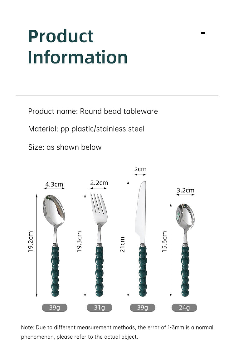 4-Piece Designer Pearl Handle Cutlery Set - Elegant Emerald Green & Stainless Steel Flatware