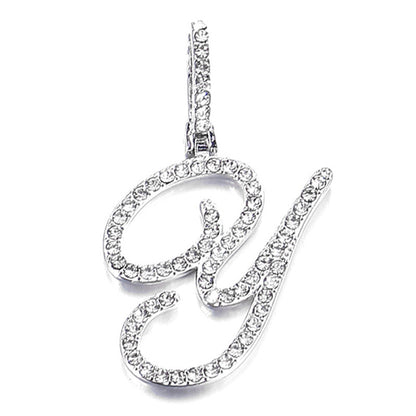 Iced Out Initial Letter Pendant Cuban Chain Necklace