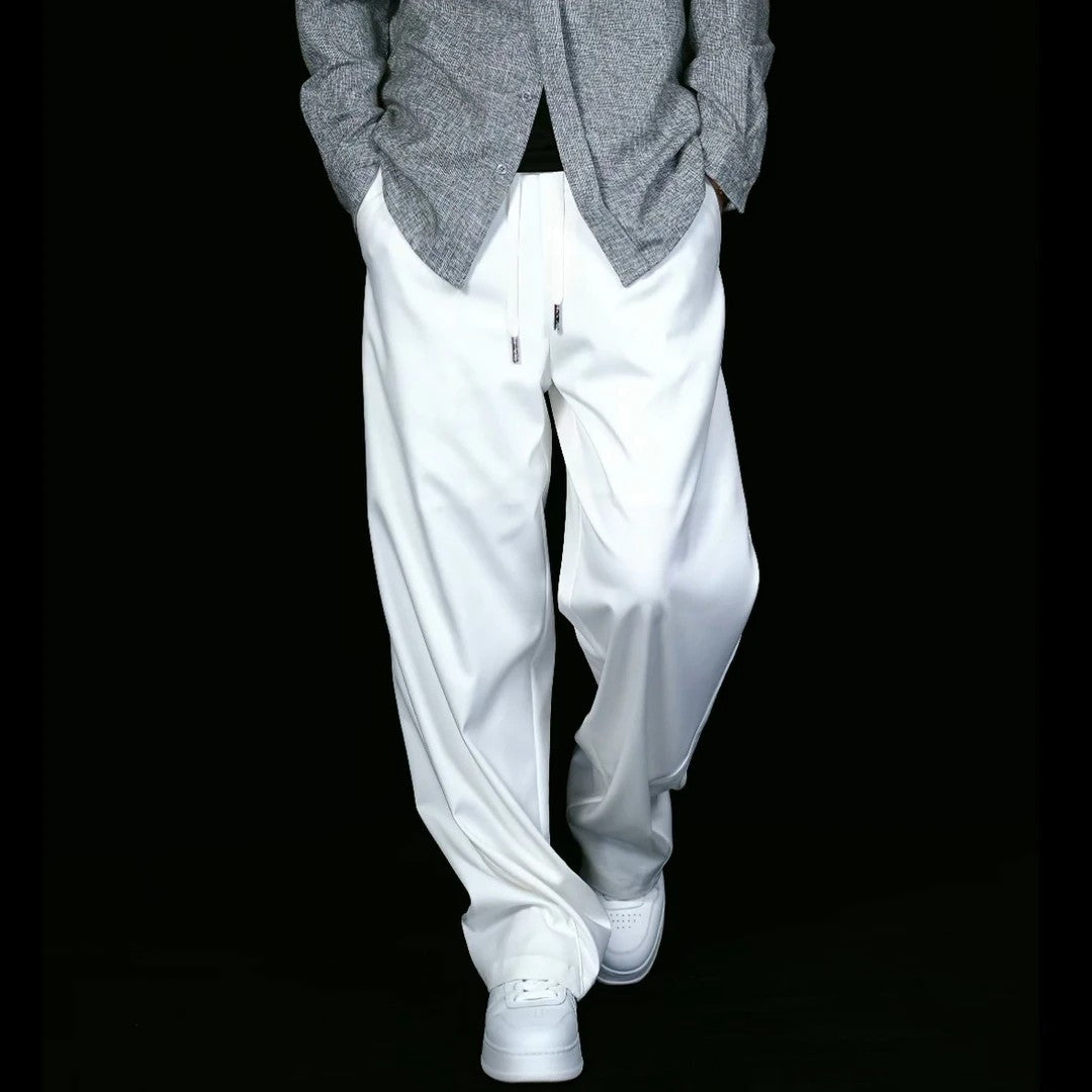Premium Minimalist Wide-Leg Trousers – Relaxed Straight Fit Drapey Pants for Men & Women