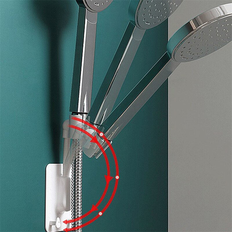 360° Adjustable Universal Shower Head Holder – Punch-Free Adhesive Wall Mount Bracket for Bathroom