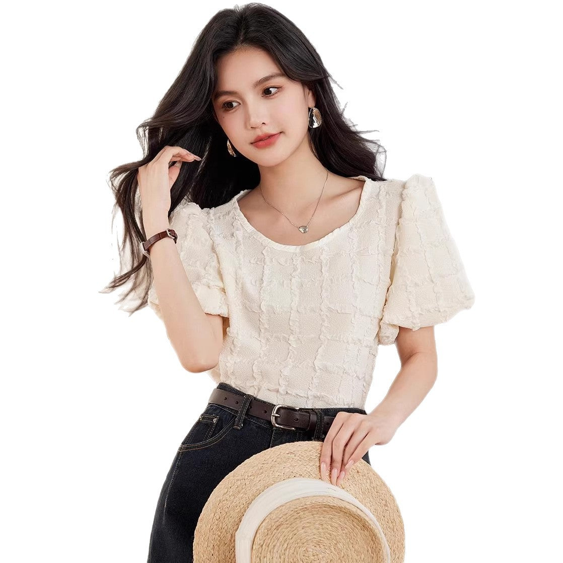 Chic Commute Casual Blouse - Charming Loose-Fitting Top for Women
