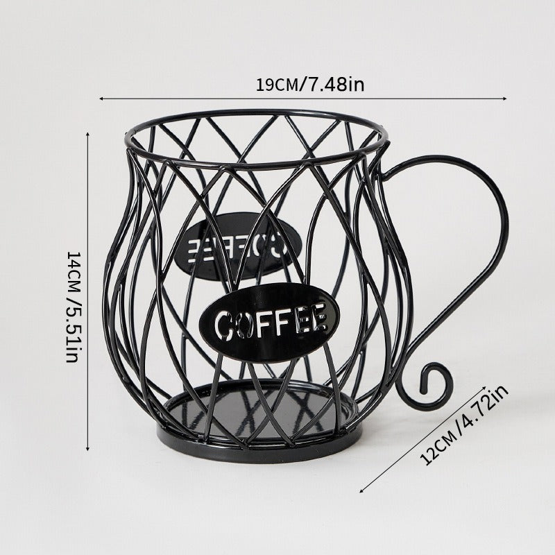 Elegant Mug-Shaped Coffee Pod Holder - Large Capacity Metal Capsule Organizer