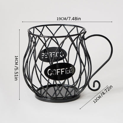 Elegant Mug-Shaped Coffee Pod Holder - Large Capacity Metal Capsule Organizer