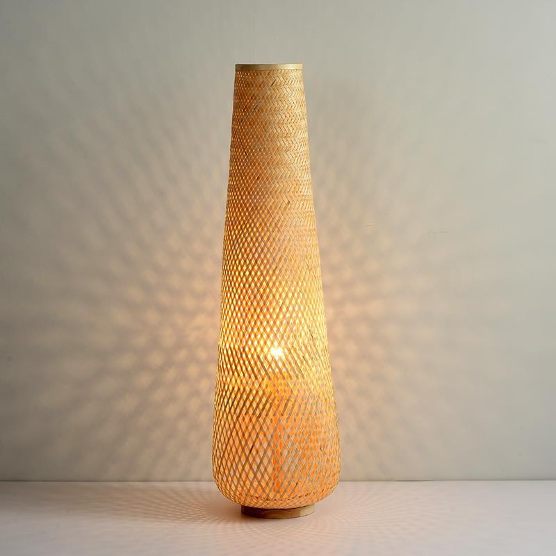 Japanese Zen Bamboo Weave Floor Lamp - Minimalist Retro Light for Tatami & Tea Room