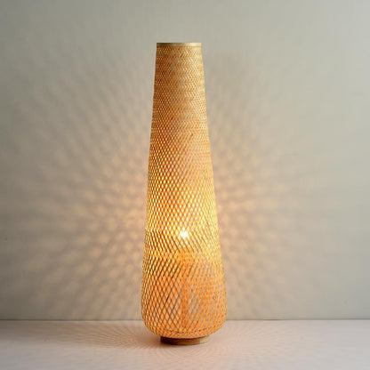 Japanese Zen Bamboo Weave Floor Lamp - Minimalist Retro Light for Tatami & Tea Room