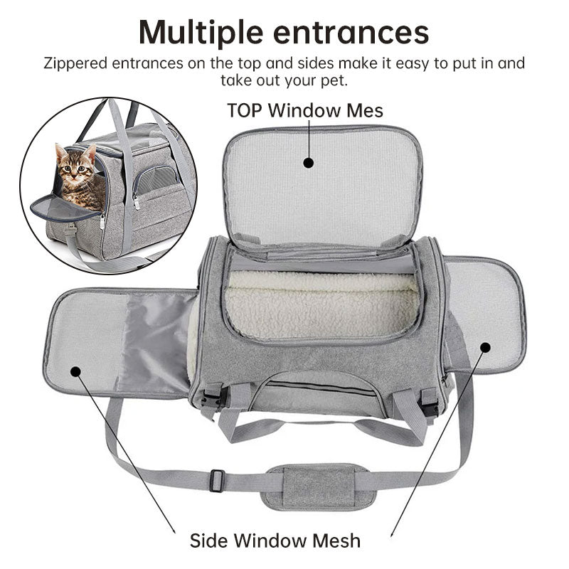 Premium Expandable Pet Carrier - Lightweight Mesh Travel Bag for Cats, Puppies & Small Pets