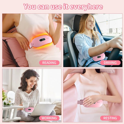 Wireless Menstrual Heating Pad & Massage Belt | Electric Abdominal Warmer for Period Pain Relief