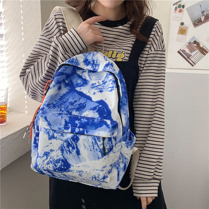 Women's Trendy Abstract Oil Painting Canvas Backpack - Casual Student & Travel Bag