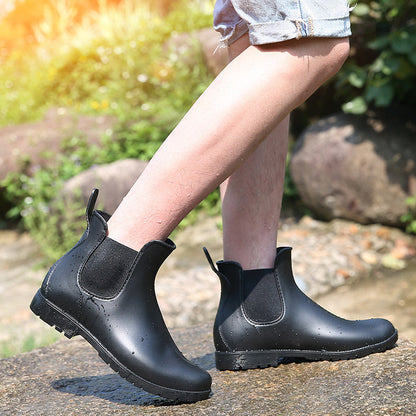 Women's Short Rain Boots - Waterproof Anti-Slip Chelsea Water Boots