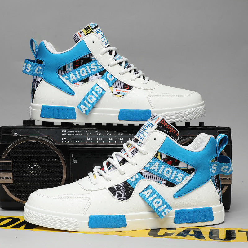 Men's Trendy High Top Board Shoes - Fashionable Outdoor Casual Sports Sneakers