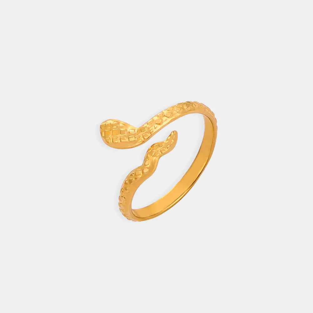 Gold Tone Coiled Snake Bypass Ring