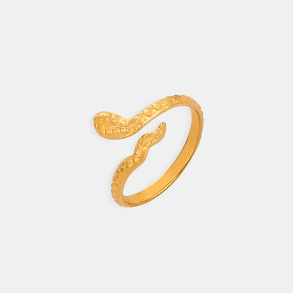 Gold Tone Coiled Snake Bypass Ring