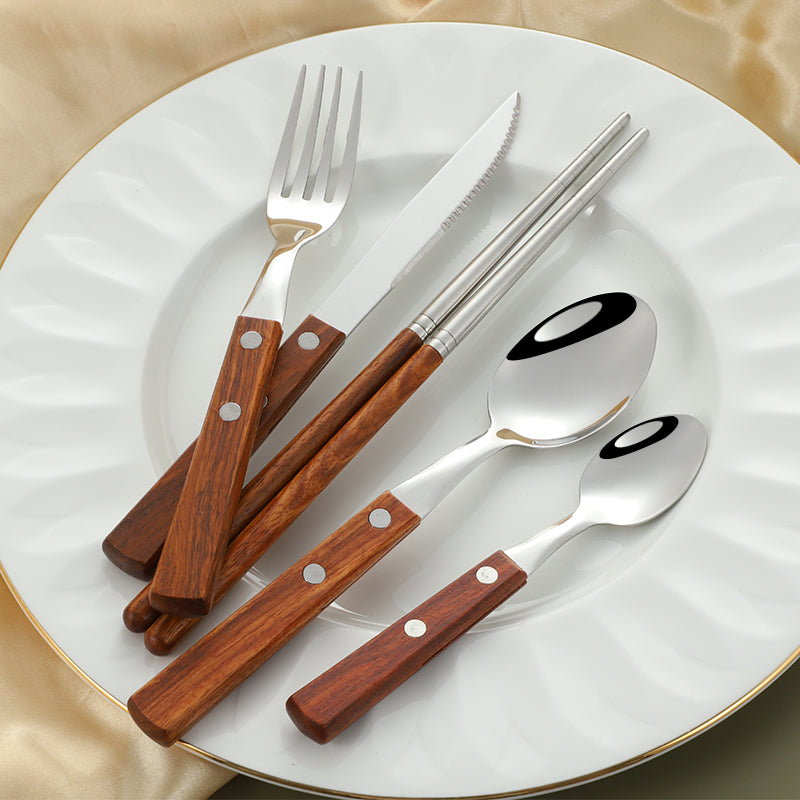 304 Stainless Steel Western Cutlery Set with Japanese Rosewood Handle