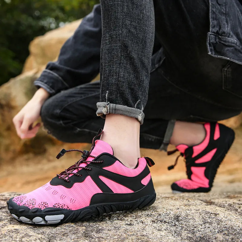 Men's Breathable Mesh Athletic Shoes - Elastic Lock Laces Contrast Sports Sneakers