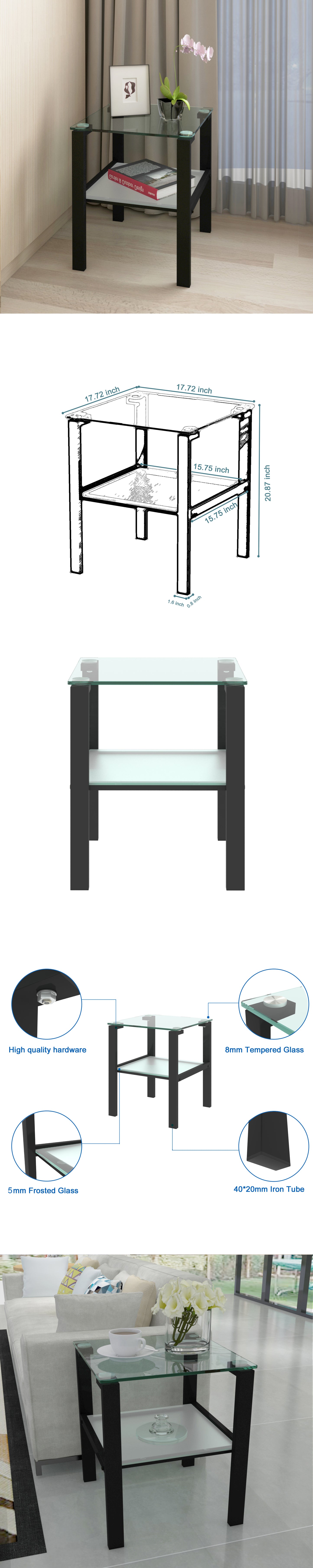 Two-Tier Round Glass Side Table