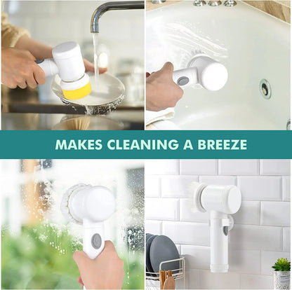 5-in-1 Handheld Electric Cleaning Brush - USB Rechargeable Power Scrubber