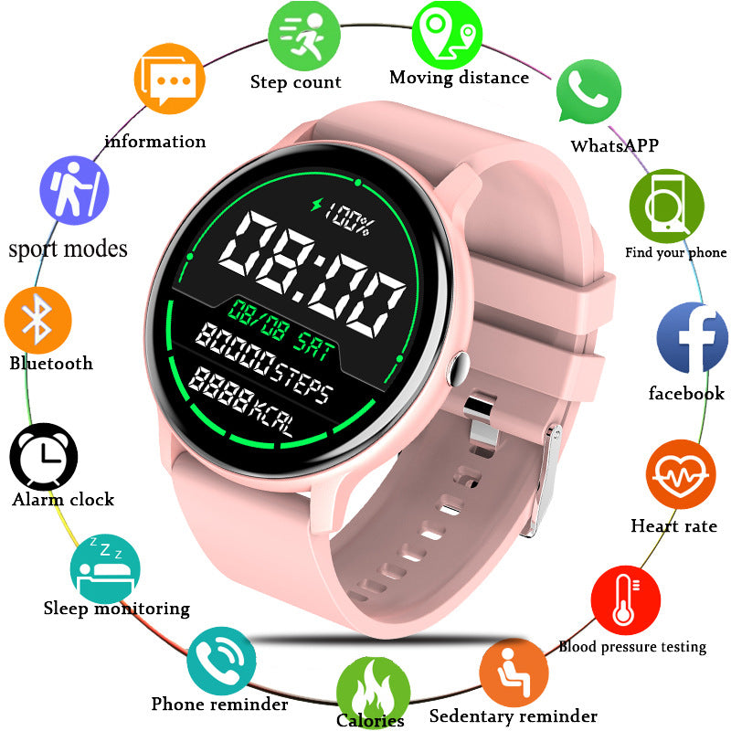 LIGE Unisex Smart Watch with Blood Pressure & Heart Rate Monitor - Pink Fitness Tracker