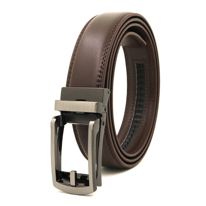 Men's Automatic Buckle Ratchet Belt | Premium Two-Layer Cowhide Leather Click Belt