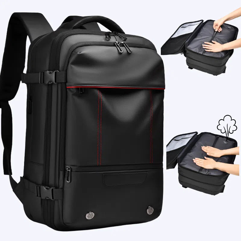 Men's Large Capacity Business Travel Backpack with Expansion and Vacuum Compression