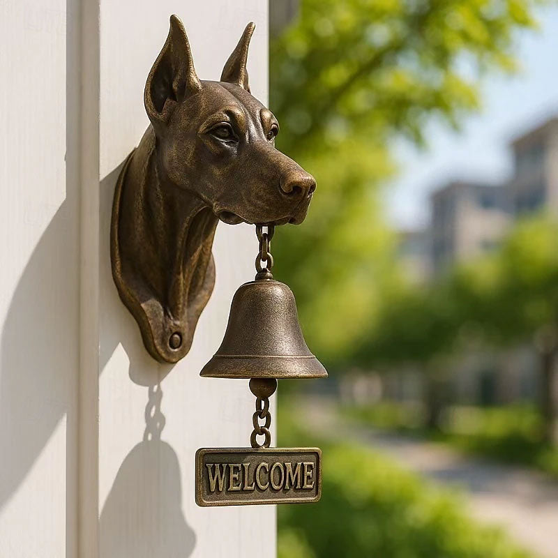 Vintage Dog Welcome Bell – Metal Wall-Mounted Merchant Chime for Home & Office Entrance