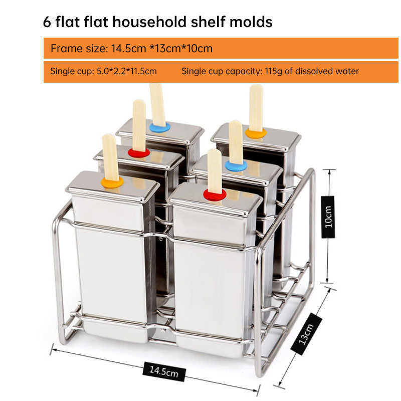 Household 304 Stainless Steel Ice Cream Popsicle Mold Set with Rack