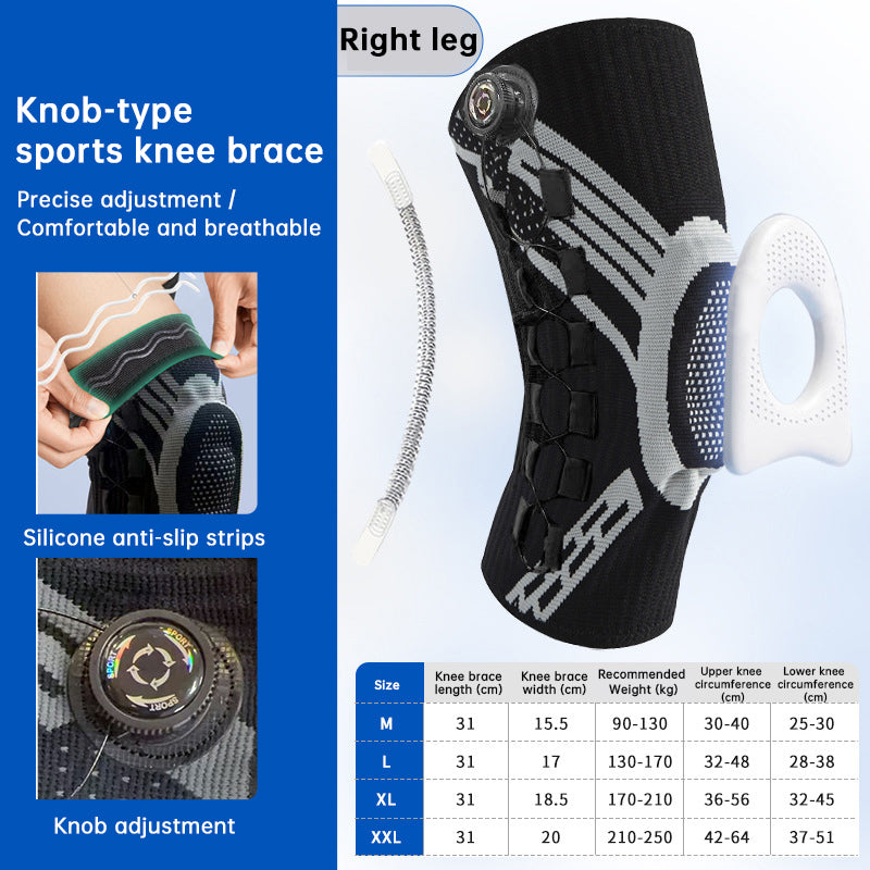 Adjustable Knob Sports Knee Brace | Non-Slip Compression Knee Pads