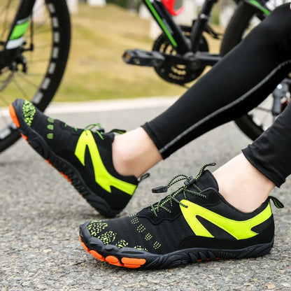 Men's Breathable Mesh Athletic Shoes - Elastic Lock Laces Contrast Sports Sneakers