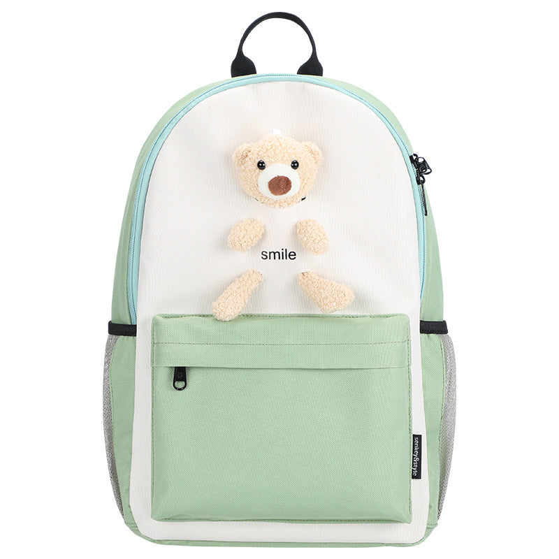 Cute Bear Cartoon Backpack - Small, Fresh Oxford Cloth School Bag for Students & Girls