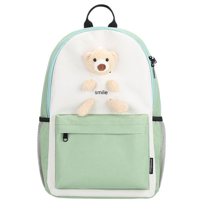 Cute Bear Cartoon Backpack - Small, Fresh Oxford Cloth School Bag for Students & Girls