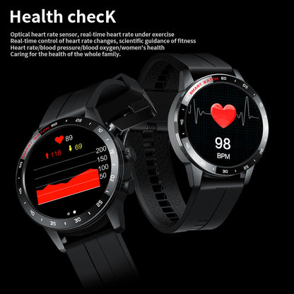 Men's Waterproof Electronic Smartwatch - Round Screen Health Monitor & Heart Rate Tracker