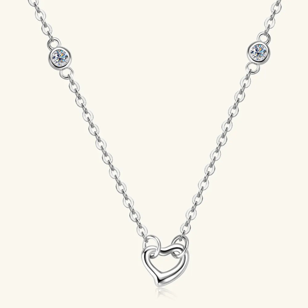 Dainty Moissanite Heart Pendant Necklace