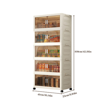 Multi-Tier Folding Storage Cabinet with Wheels | Stackable Wardrobe Organizer