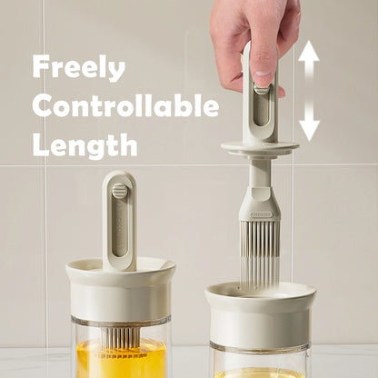 2-in-1 Silicone Oil Brush & Dispenser Bottle - Heat Resistant Telescopic Basting Brush for BBQ, Baking & Kitchen