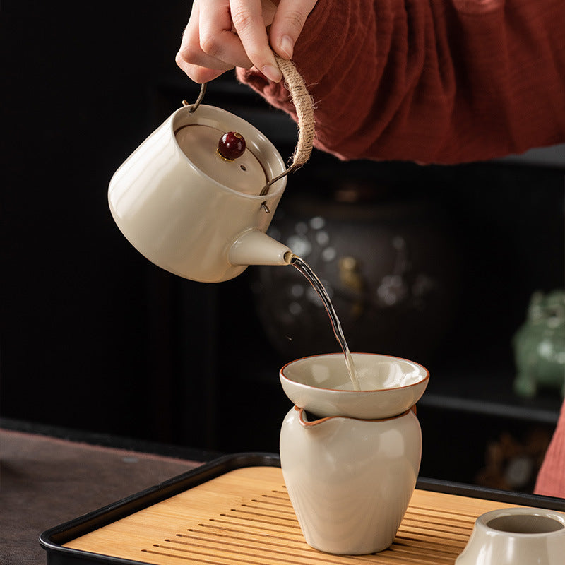 Traditional Ru Kiln Chinese Kung Fu Tea Set - Premium Ceramic Xishi Teapot & Tea Cup Set