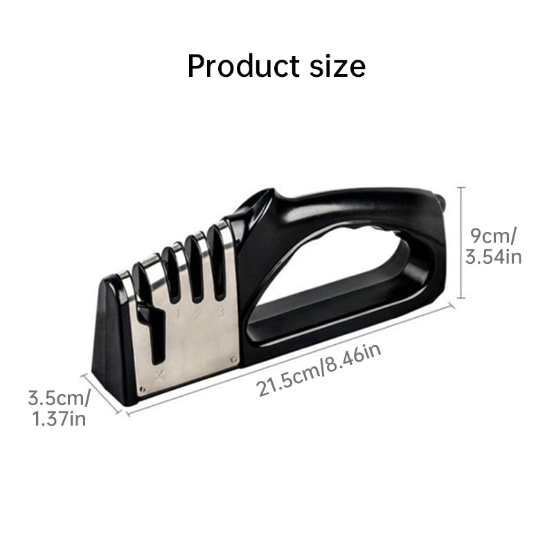 4-in-1 Manual Kitchen Knife Sharpener with Non-Slip Base