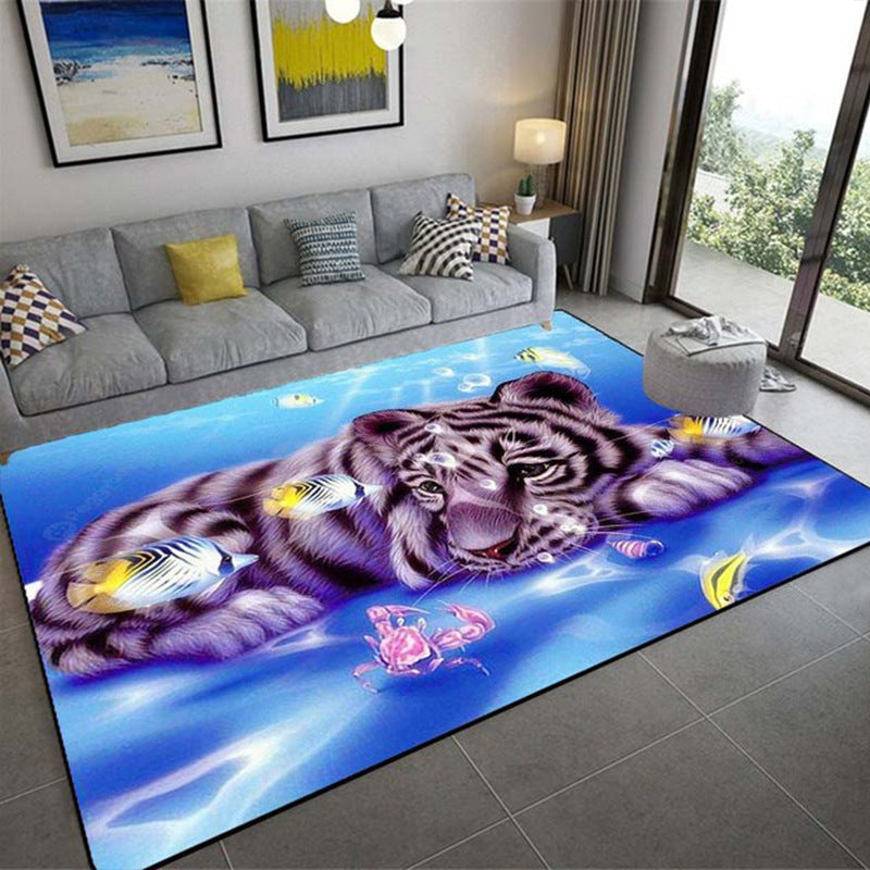 Luxury 3D Realistic Tiger Print Carpet – Large Three-Dimensional Animal Pattern Area Rug for Living Room