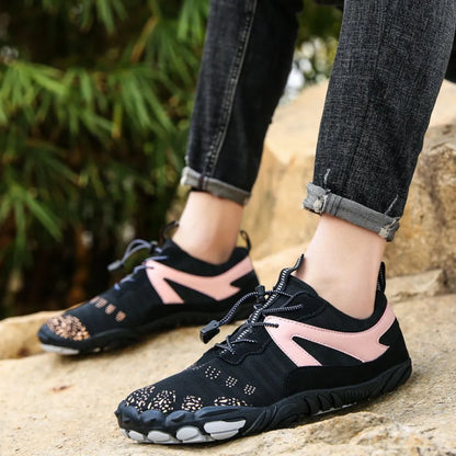 Men's Breathable Mesh Athletic Shoes - Elastic Lock Laces Contrast Sports Sneakers