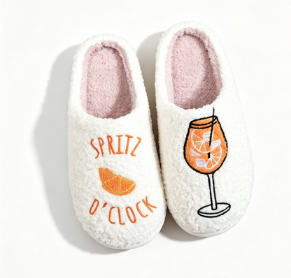 Comfortable Home Slippers for Women with Martini Embroidery