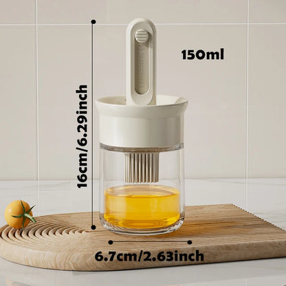 2-in-1 Silicone Oil Brush & Dispenser Bottle - Heat Resistant Telescopic Basting Brush for BBQ, Baking & Kitchen