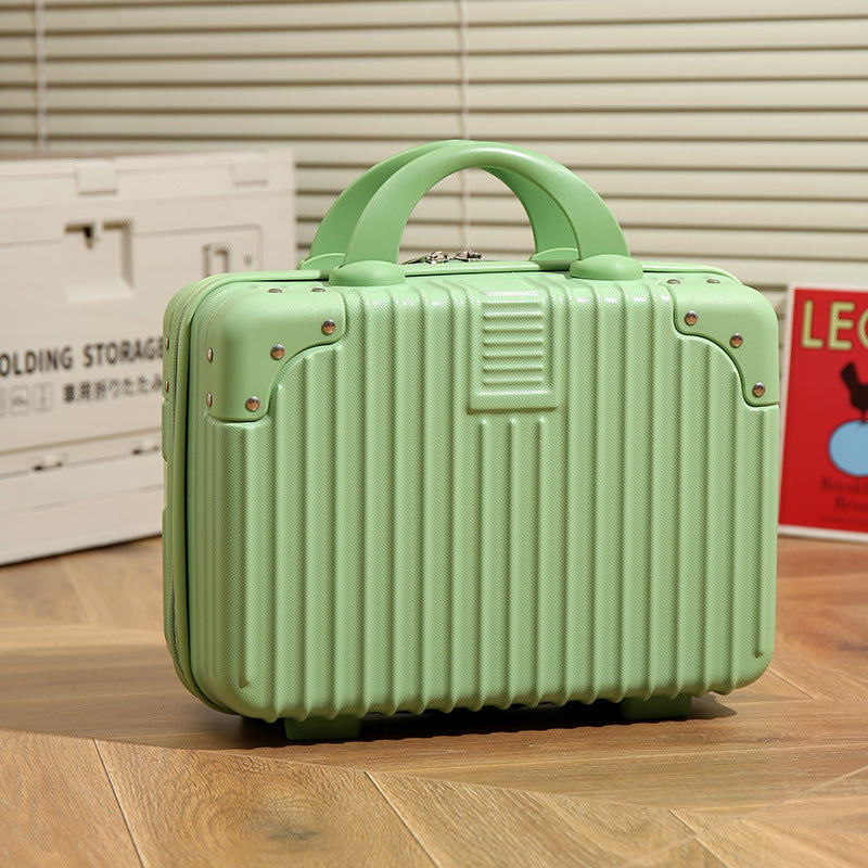 Vintage Luggage Mini Makeup Case | 14-Inch Small Storage Lock Box