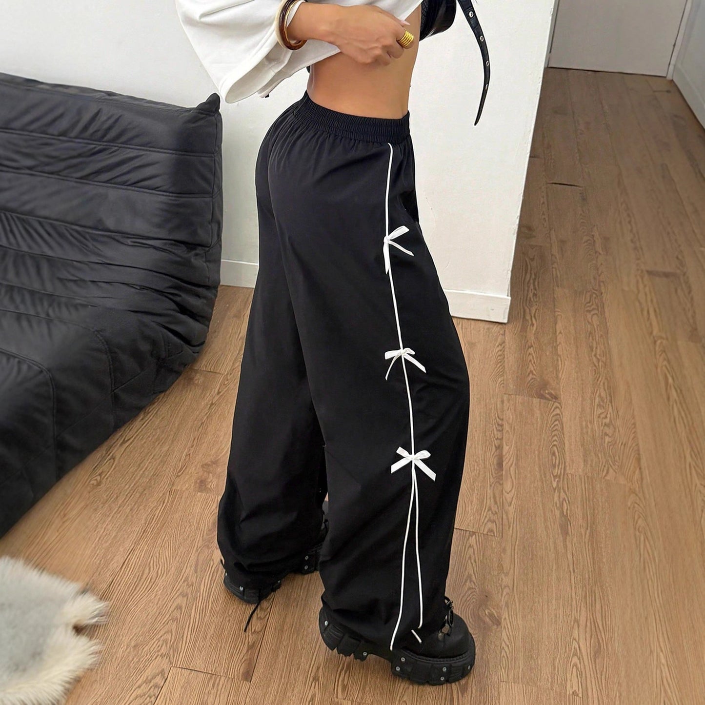 Trendy High-Waisted Straight Leg Sweatpants - Casual Loose Fit Track Pants