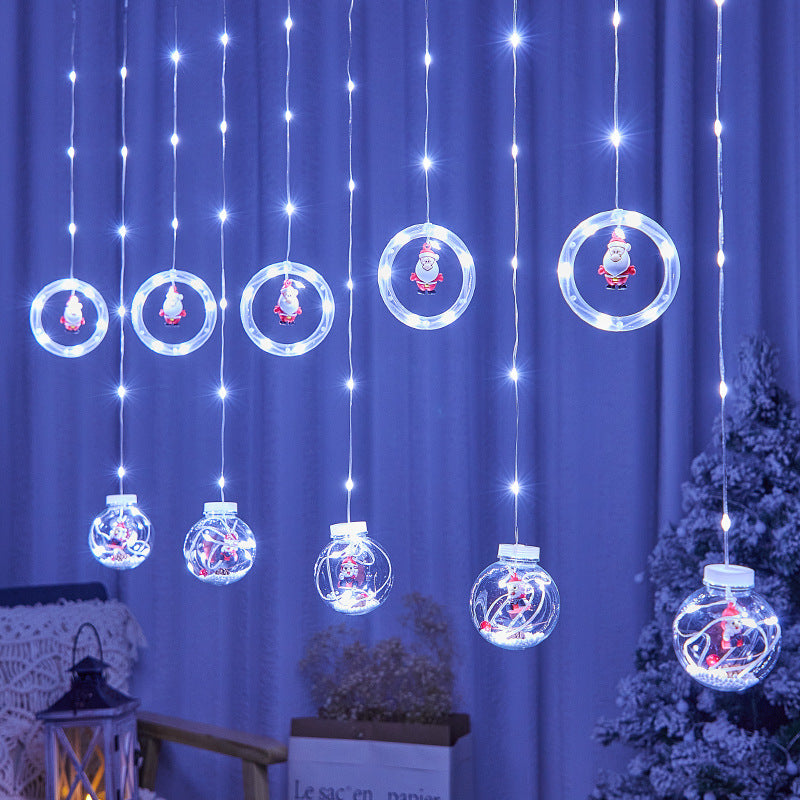 LED Christmas Curtain String Lights - Decorative Wishing Ball & Ring Lights with Remote Control
