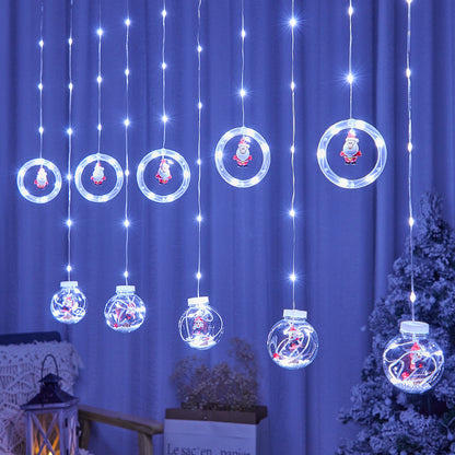 LED Christmas Curtain String Lights - Decorative Wishing Ball & Ring Lights with Remote Control
