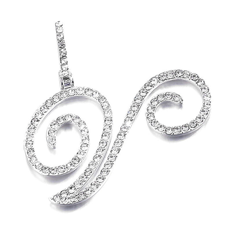 Iced Out Initial Letter Pendant Cuban Chain Necklace