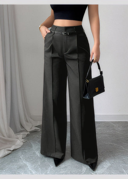Elegant High-Waisted Straight Leg Trousers with Belt