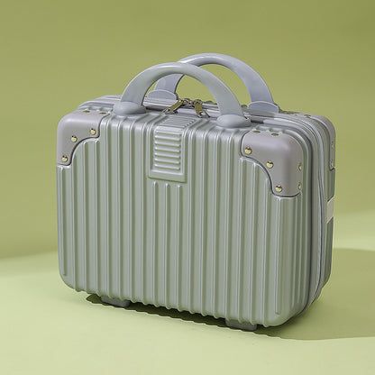 Vintage Luggage Mini Makeup Case | 14-Inch Small Storage Lock Box