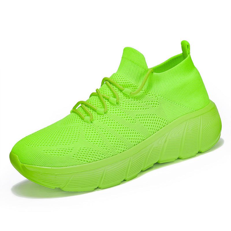 Unisex Casual Flyknit Socks Shoes with Thick Sole (Couple/Student Fashion)