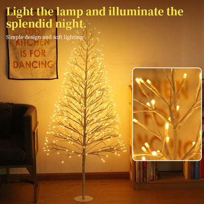 9ft White Artificial Christmas Tree Pre-Lit with Warm White LED Fairy Lights / Indoor/Outdoor Holiday Home Decor